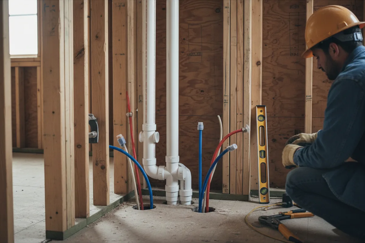 Drain and supply rough-in during Drain Cleaning in Rockaway Beach